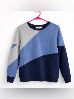 Tonlé Sweatshirt XS Blue Gray Colorblock Crewneck Sustainable Cozy